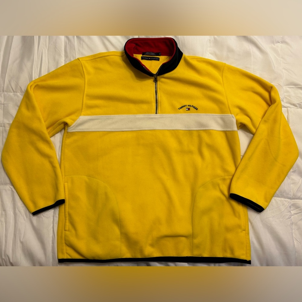 Vintage Tommy Hilfiger Yellow Fleece 1/4 Zip Pullover